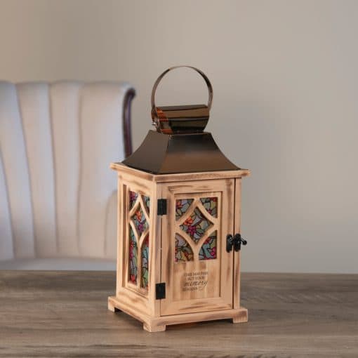 Memory Remains Lantern with Stained Glass Look