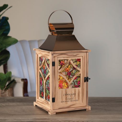 Amazing Grace Lantern with Stained Glass Look