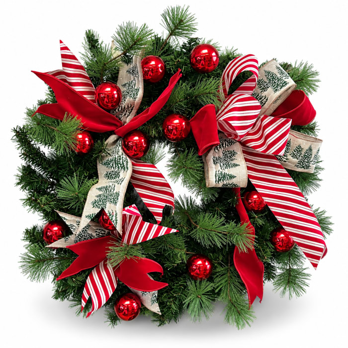 Candy Cane Christmas Silk Wreath