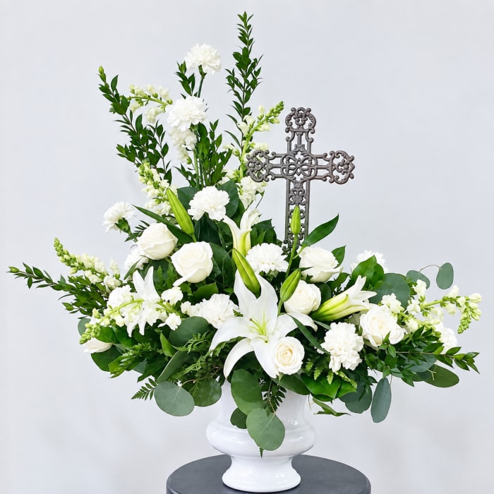 Serenity Cross in White Arrangement