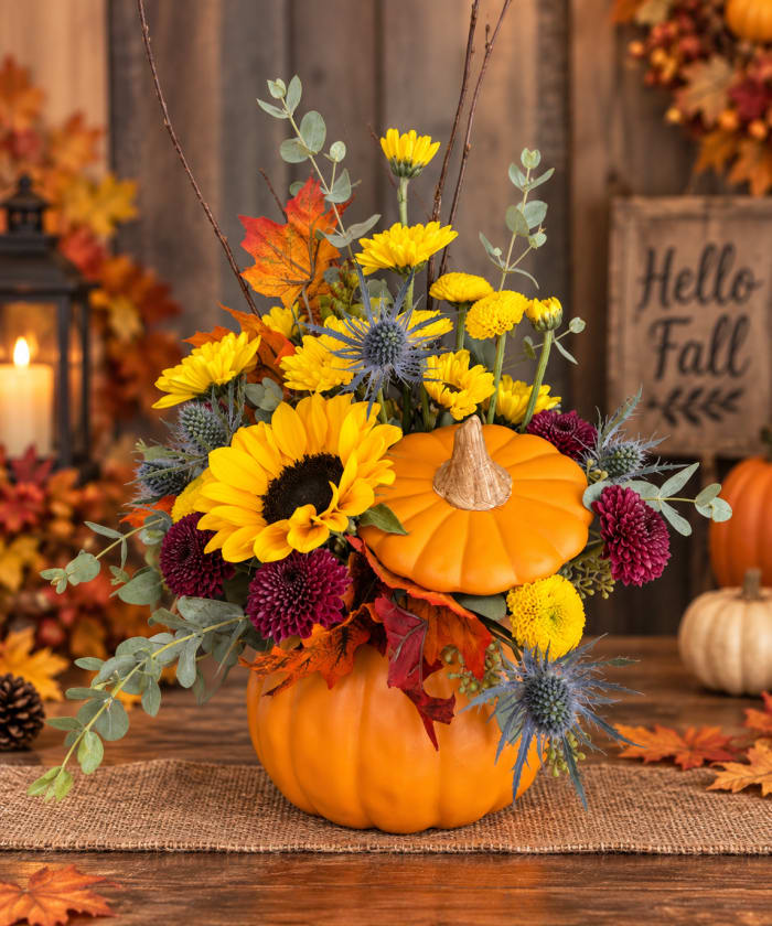 Ceramic Pumpkin(Fresh Flowers)