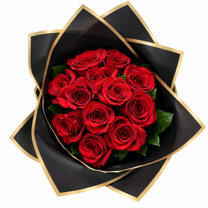 Dozen Red Roses - Handwrapped Bouquet