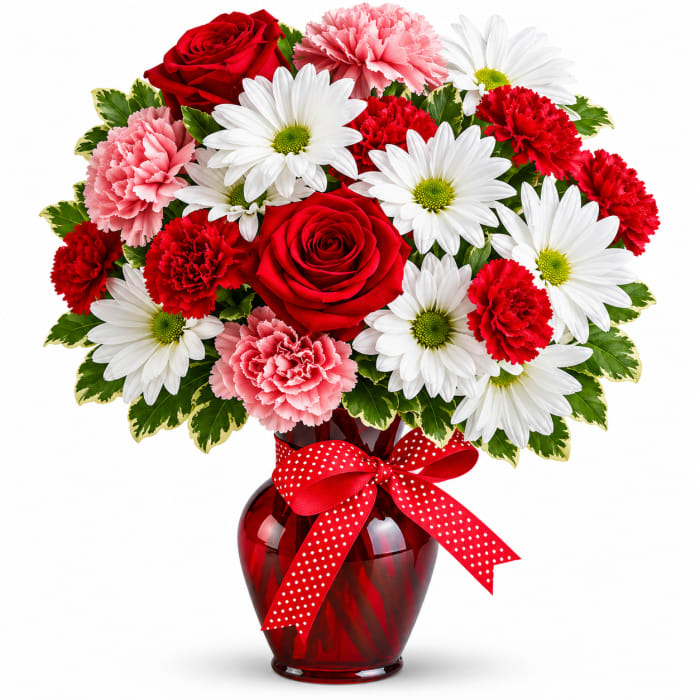 Hugs and Kisses Bouquet with Red Roses