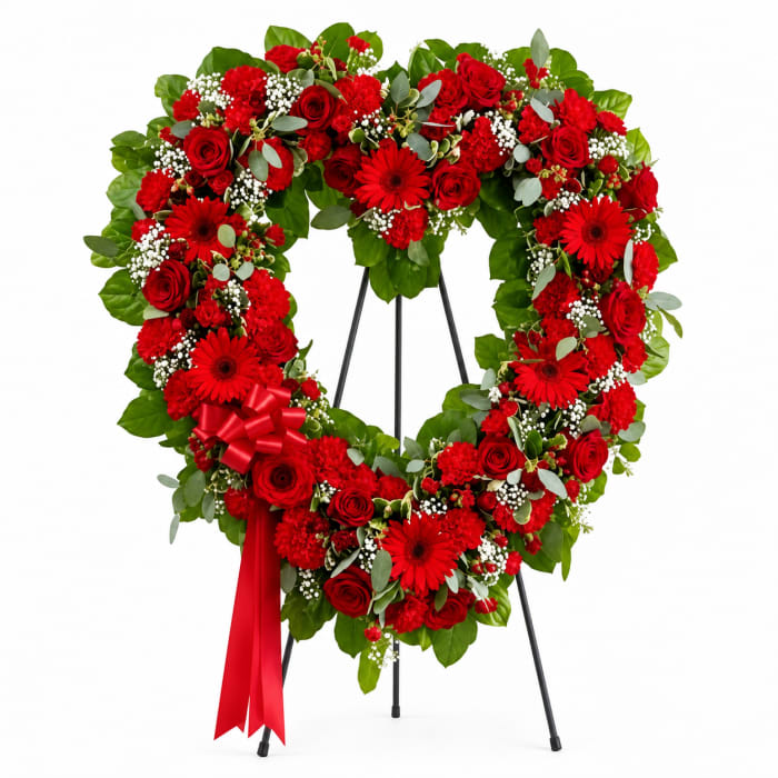 Always Remember Red Floral Heart Tribute
