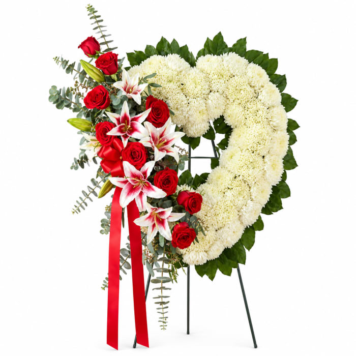 Red Rose and Lily Open Heart