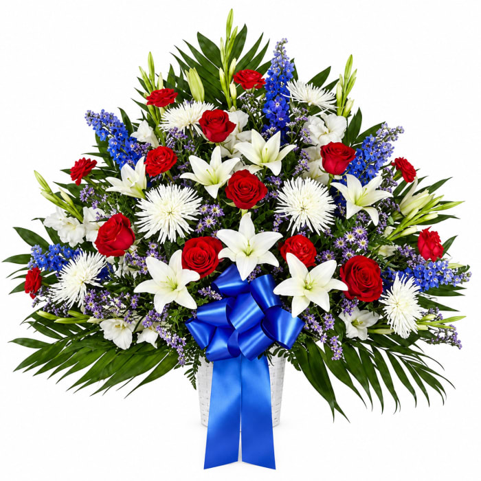 Heartfelt Sympathies Red, White, and Blue Basket