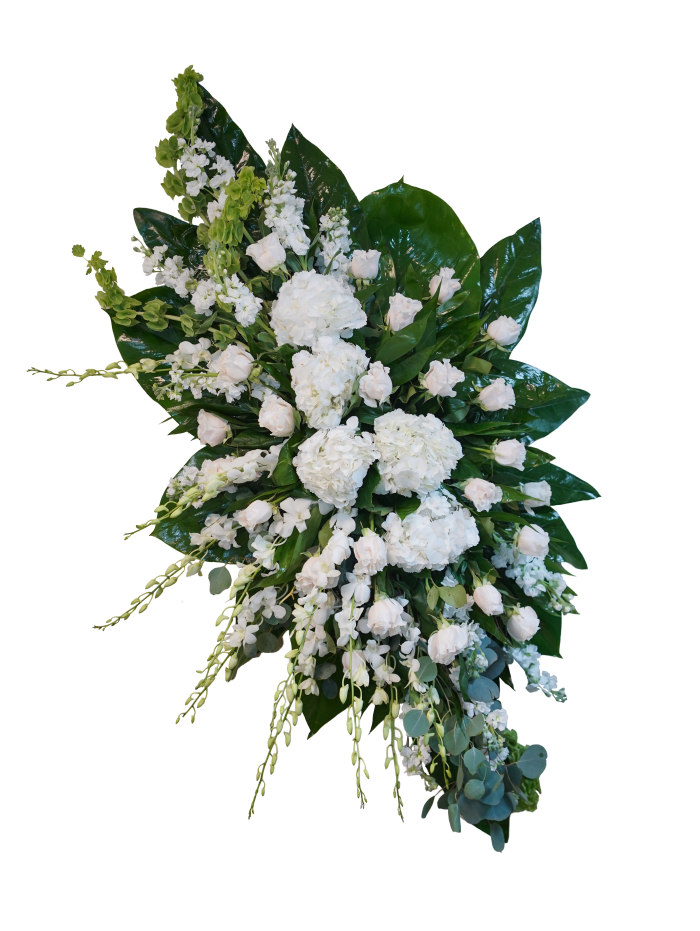 CR-21 Corona de rosas, orquídeas, hortensias, stocks y campana de Irlanda