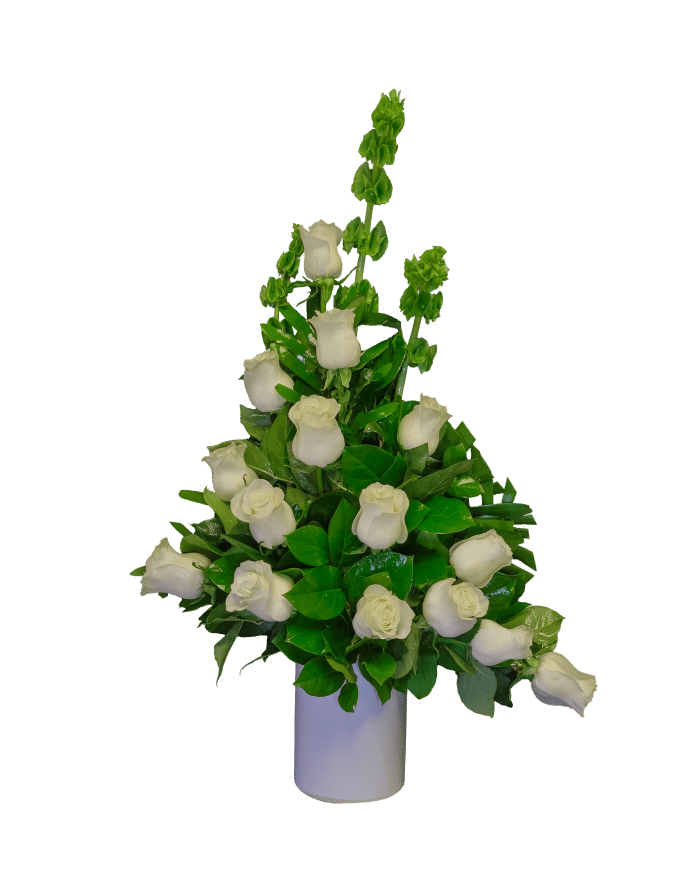 AR-05 Arreglo funeral de rosas y campana de Irlanda