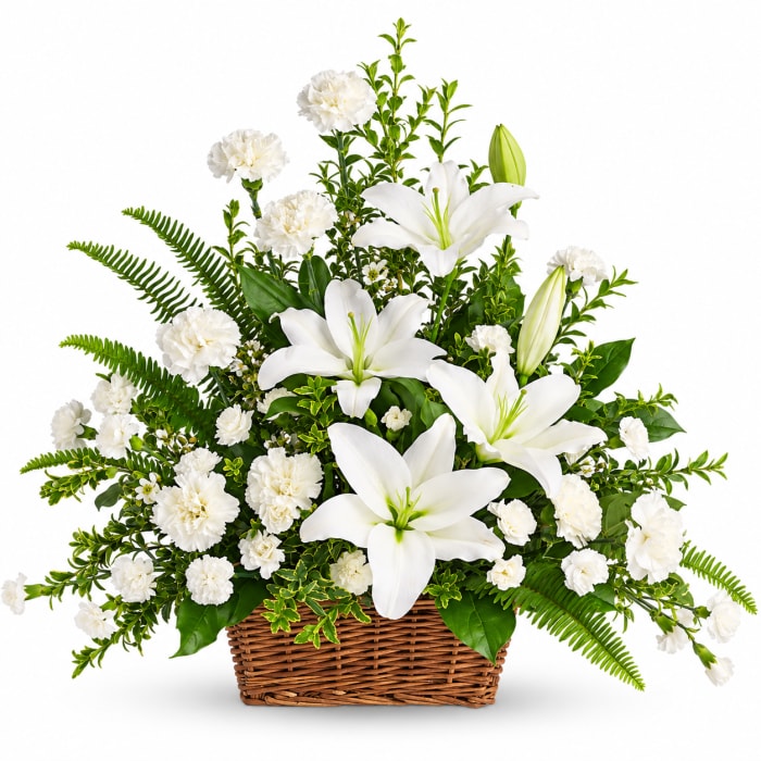 Peaceful White Lilies Basket