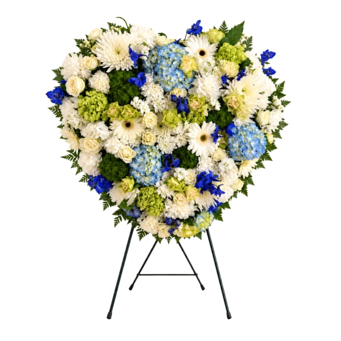 Closed heart white and blue - 18 inch