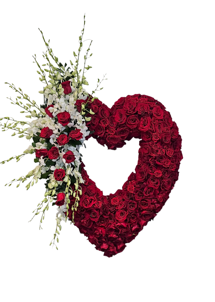 PL-16 Corazón hueco de rosas y orquídeas
