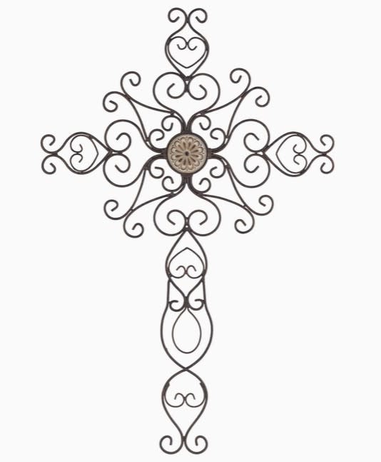 Metal Wall Cross Patina Bronze-Finish
