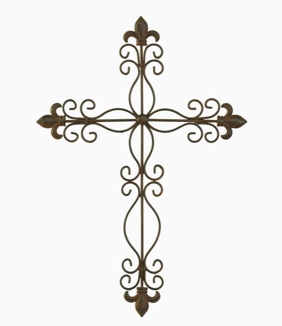 Wall Cross Fleur De Lis Metal