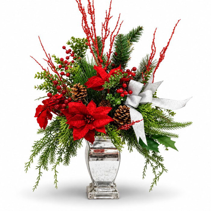 Festive Red Poinsettia Silk
