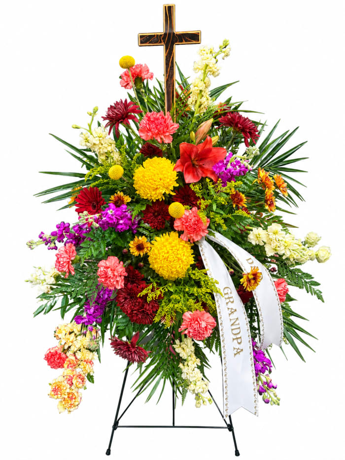 Fall Casket Spray with Cross