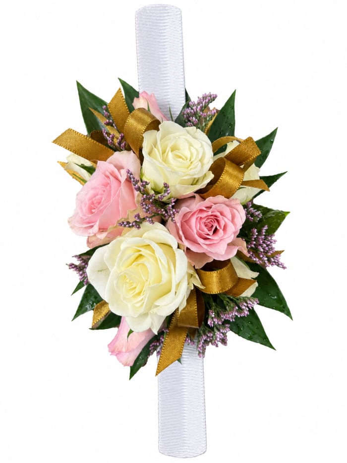 Elegant Ivory and Pink Rose Corsage