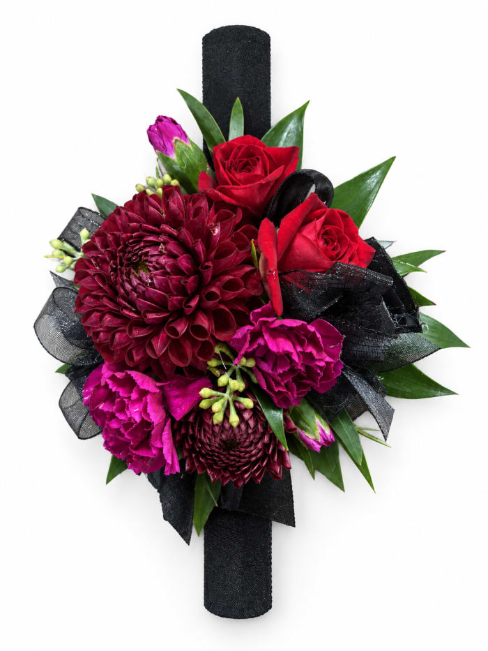 Burgundy and Magenta Corsage