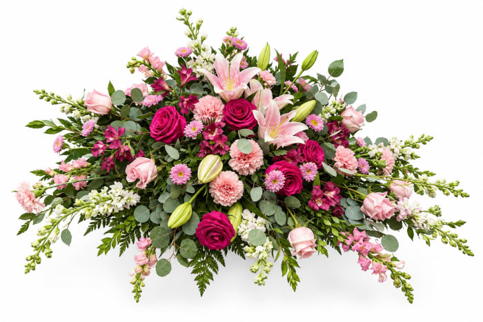 Pink Lily and Rose Casket Spray