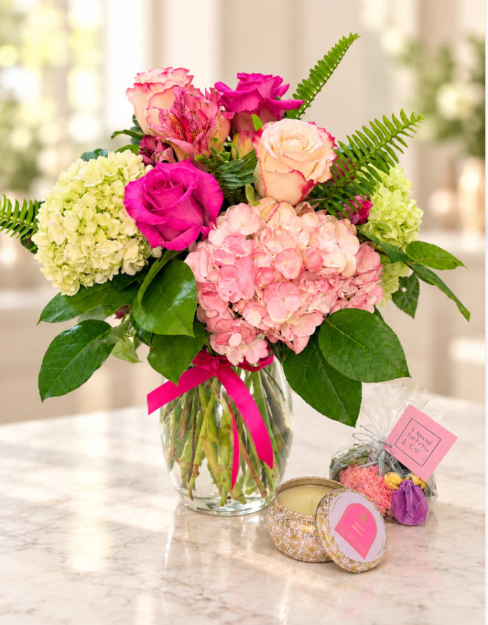 FLOWER & CANDLE SET /pink