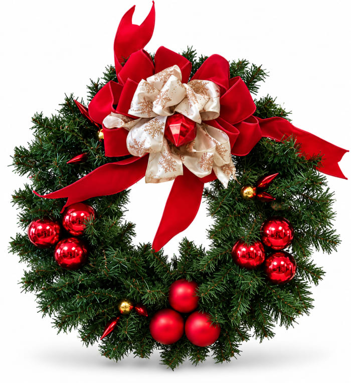 Red Christmas Ornaments Wreath Silk