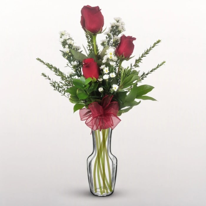 3 Red Rose Vase