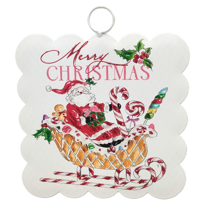 Mini Scallop Art Santa & Sleigh