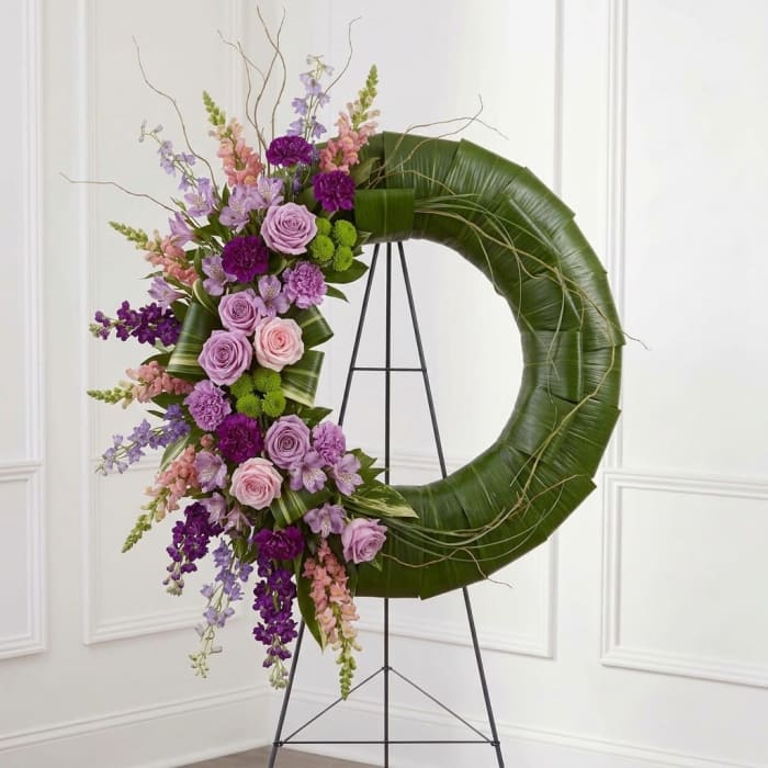 Modern Crescent Lavender Standing Wreath
