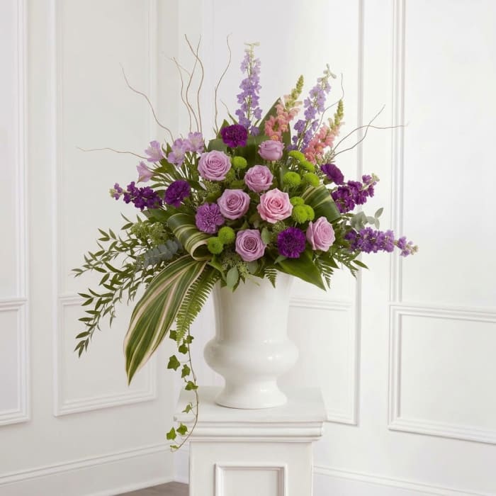 Grand Lavender Tribute Pedestal Urn Arrangement