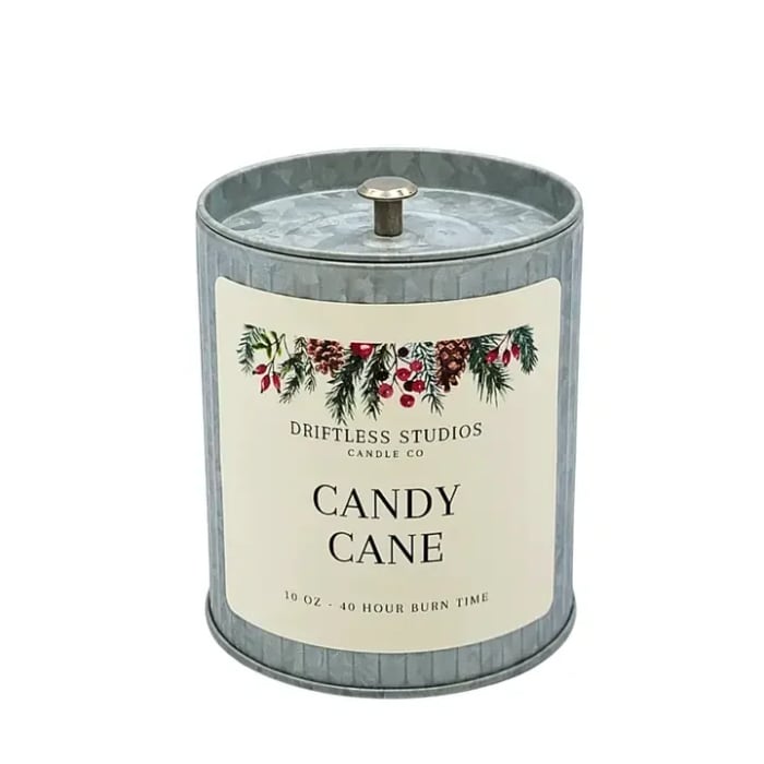 Candy Cane Candle Tin