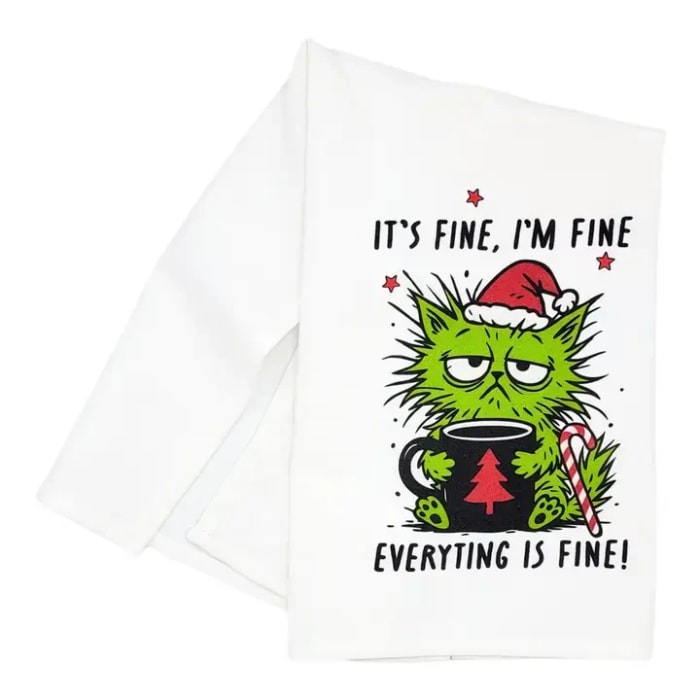 Everything Is Fine Funny Christmas Tea Towel