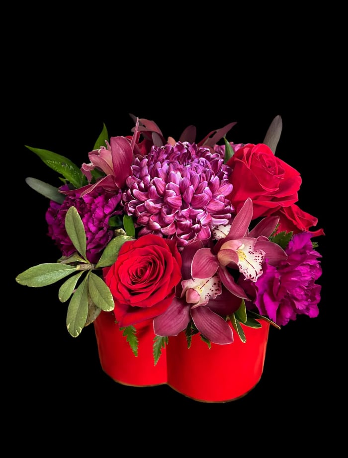 Delightful Red & Plum Design Flower Delivery Grand Rapids MI Daylily Floral Cascade