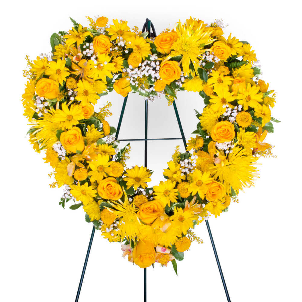 Yellow Sympathy Heart Wreath