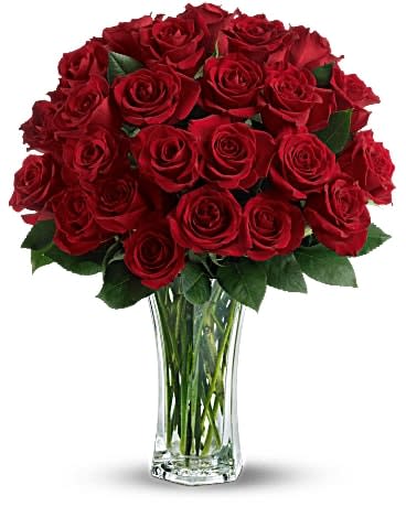 Love and Devotion - Long Stemmed Red Roses Flower Bouquet