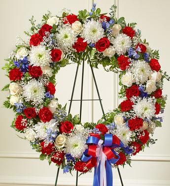 Serene Blessing Standing Wreath-Red/White/Blue