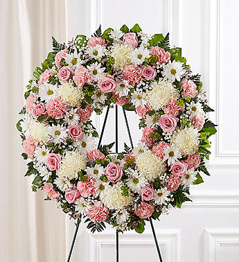 Serene Blessings™ Standing Wreath- Pink & White