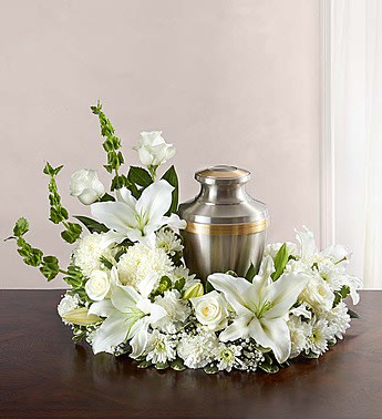 Cremation Wreath - All White Flower Bouquet