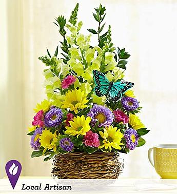 Springtime Birds Nest of Flowers™