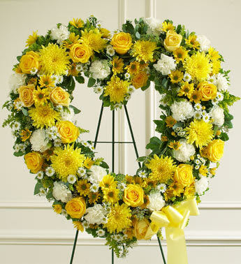 Always Remember Floral Heart Tribute - Yellow