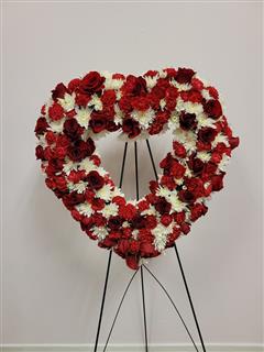 Always Remember Floral Heart Tribute-Red & White