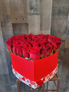 Heart On Fire Red Rose Box