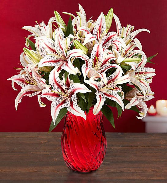 Candy Cane Lilies Flower Bouquet