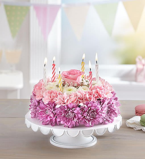 Birthday Wishes Flower Cake® Pastel Flower Bouquet