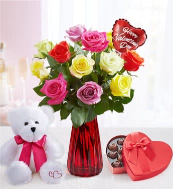 One Dozen Assorted Roses for Romance