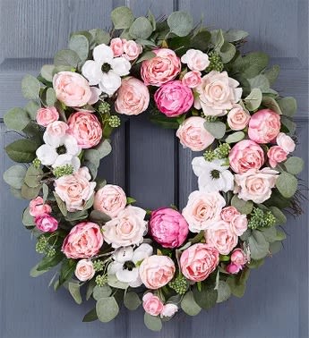 Pink Peony Wreath- 28"
 Flower Bouquet