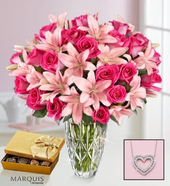 Deluxe Pink Rose & Lily Bouquet