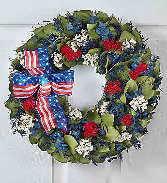 Preserved Red, White and Beautiful Wreath - 16"
