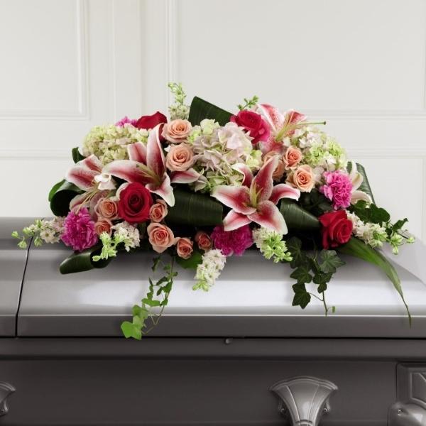 Pink and White Casket Spray