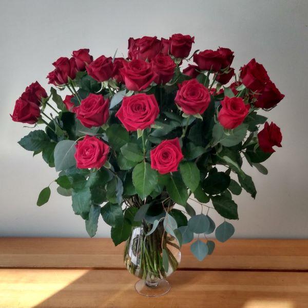 Fifty Roses Arranged in a Vase