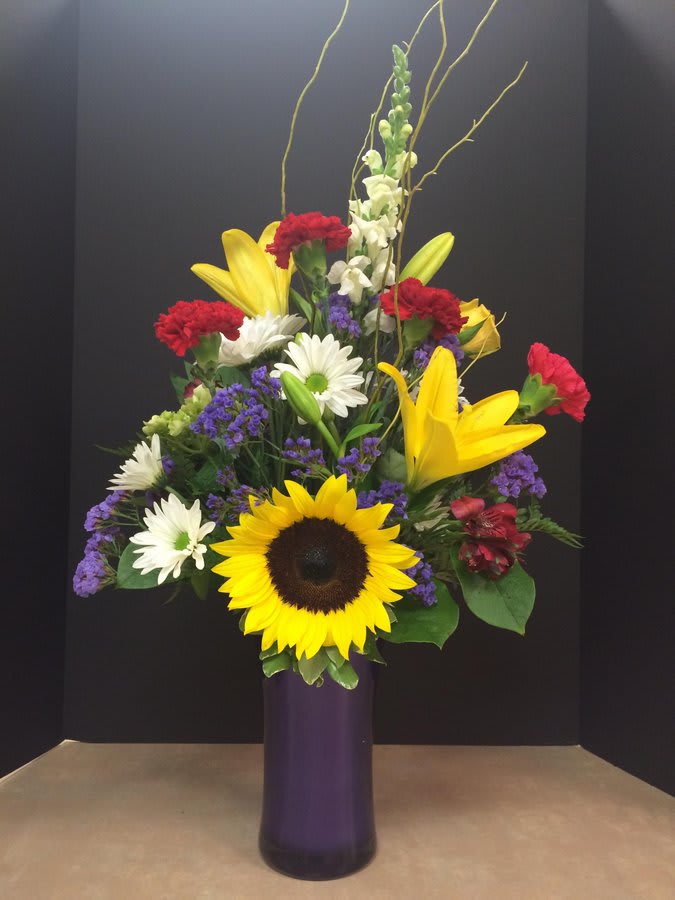 Summery Cylinder Arrangement Flower Bouquet