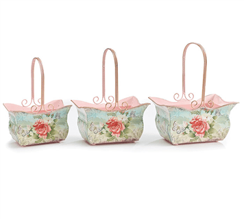 Rosabella Tin Basket - Medium Flower Bouquet